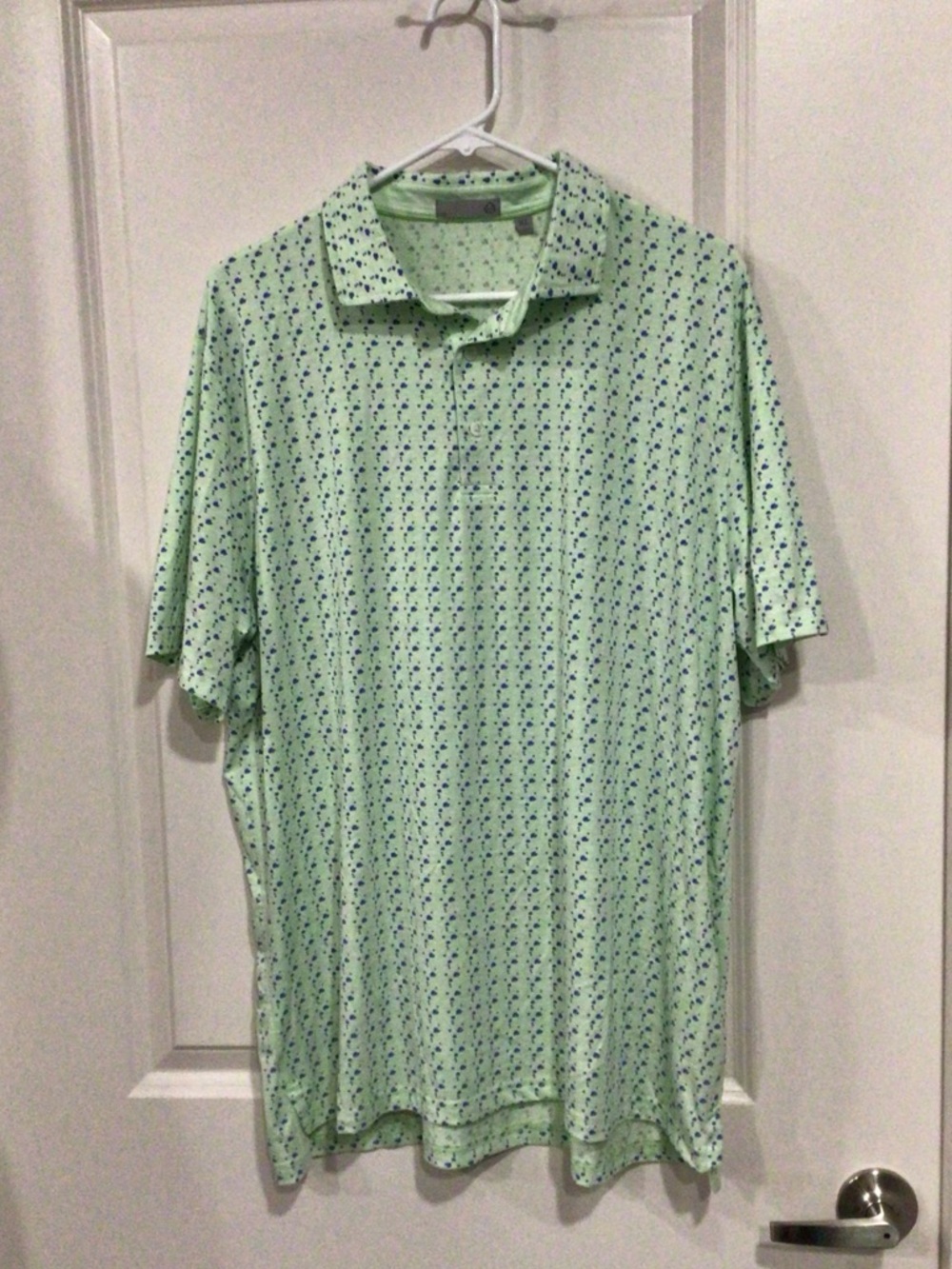 Men's Tasc Light Green Short-Sleeve Polo with Micro Print